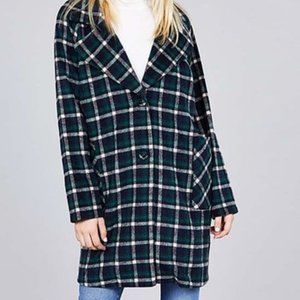 ☆CRAZY 8's Clearance!! Flannel with lapels & pockets; Green & Navy;  Large 12/14